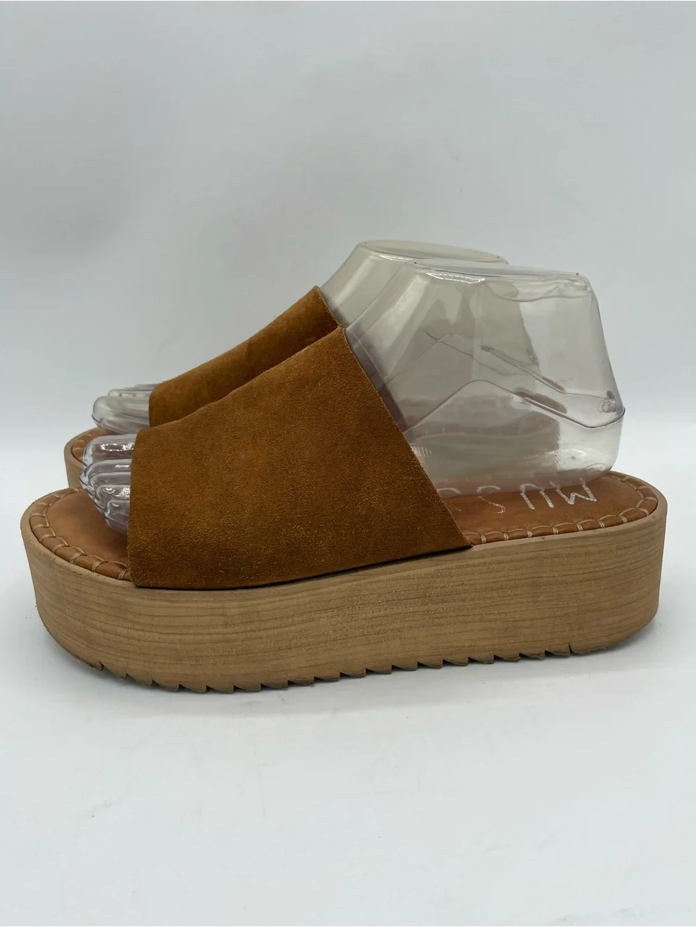 Musse & Cloud Kristel Brown Suede Platform Slide Sandals